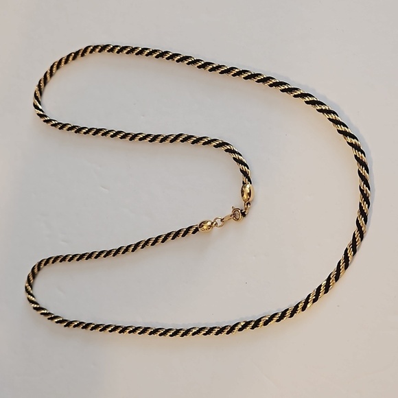 TRIFARI 30" Goldtone & Black Cord Rope Necklace - Picture 1 of 7